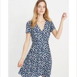 Madewell Button-Wrap Dress in French Floral Blue Moon